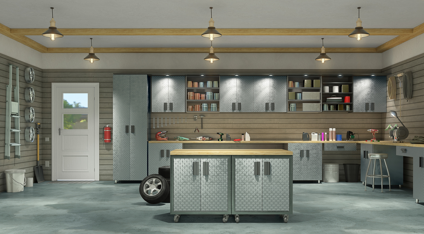 Modern garage interior. 3d illustration