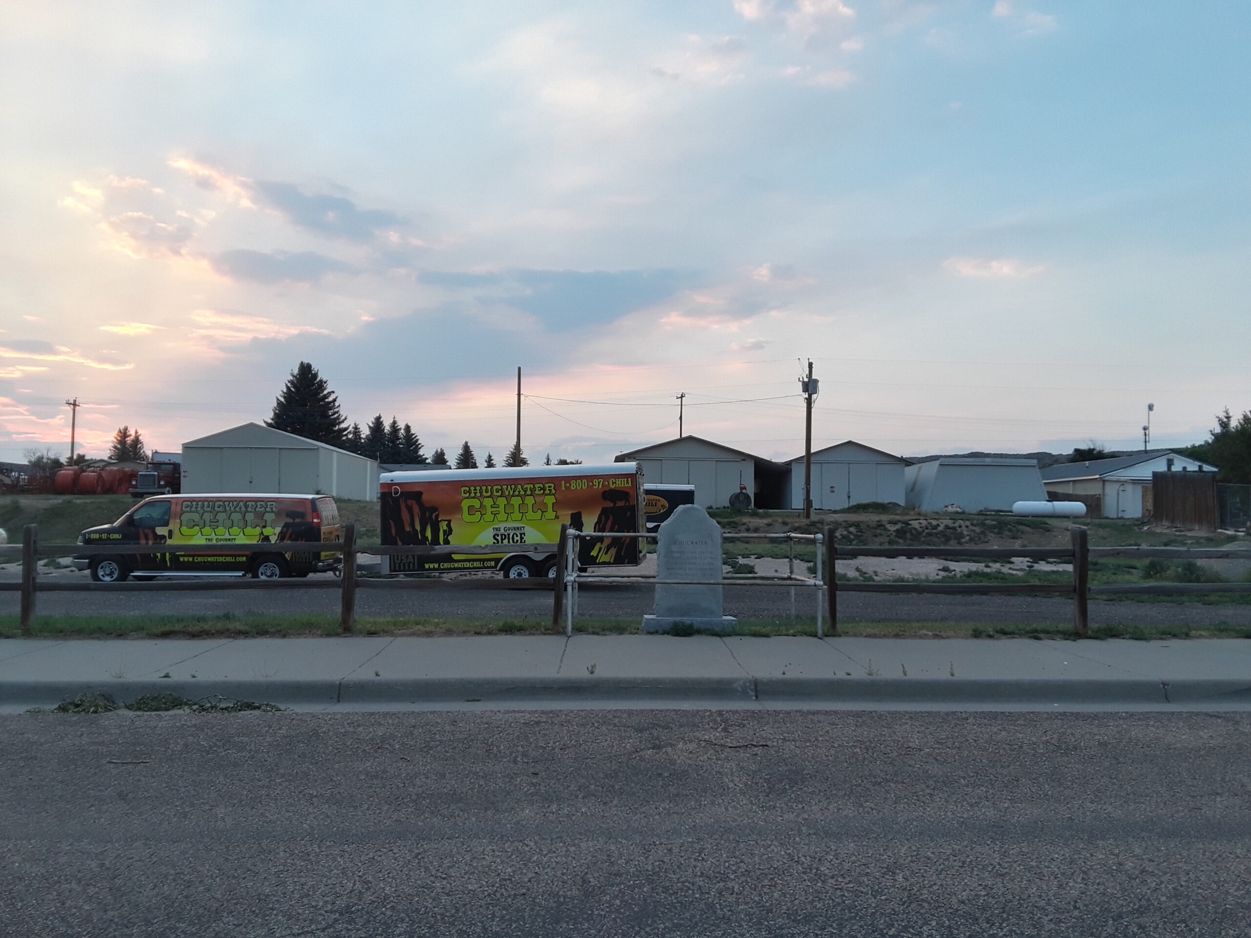 chugwater truck and trailer in small town