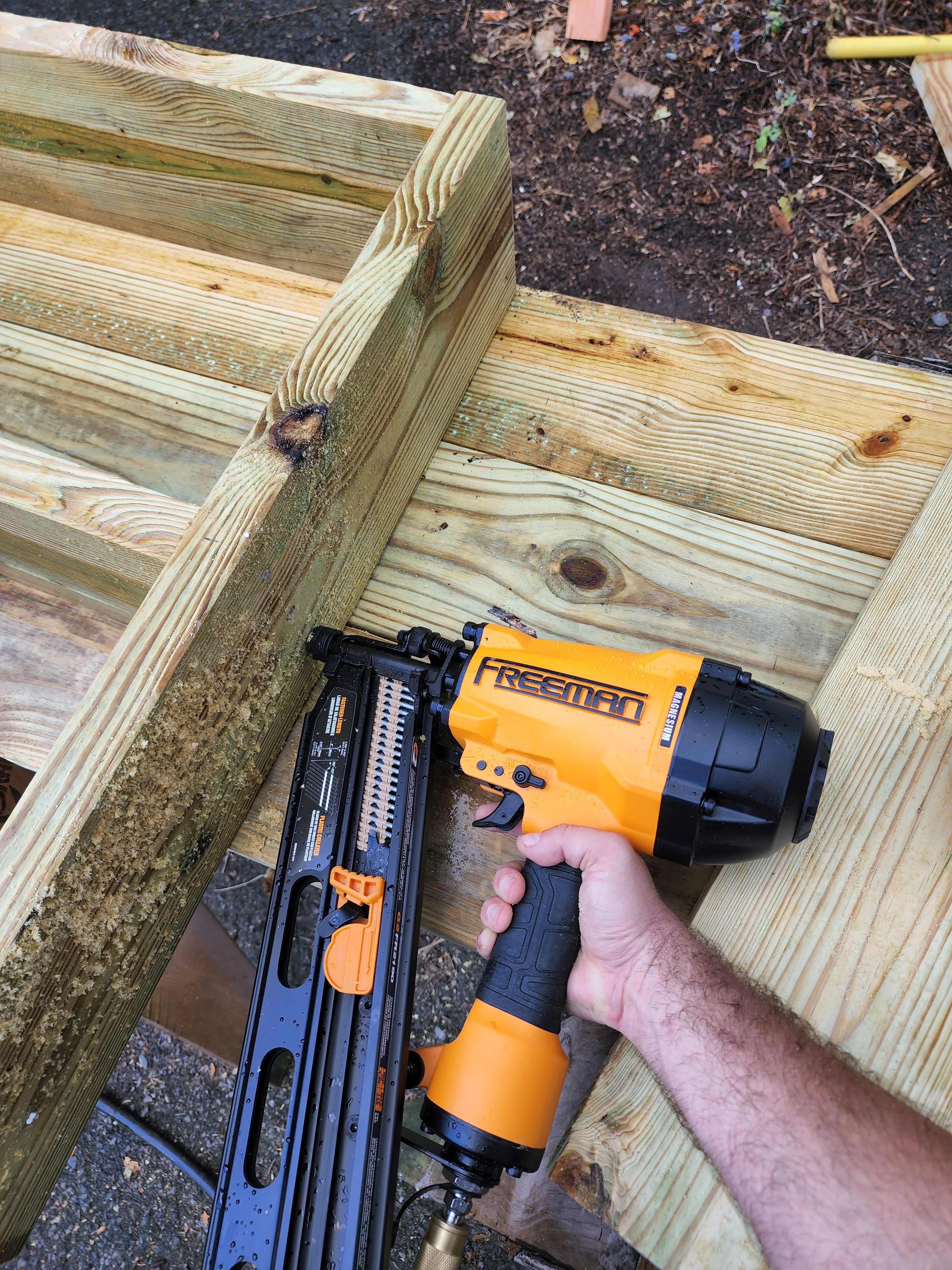 DeWalt framing nailer being used