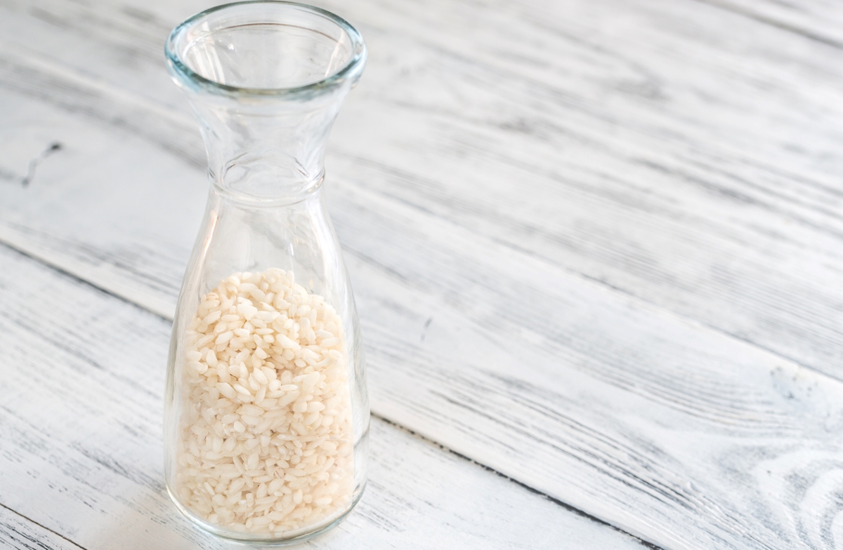 Grains de riz dans un vase transparent