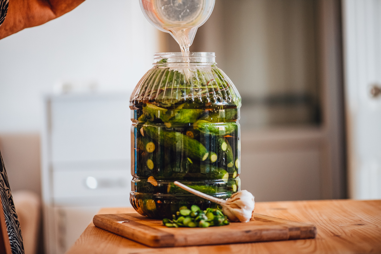 Woman Preparing Pickles at Home