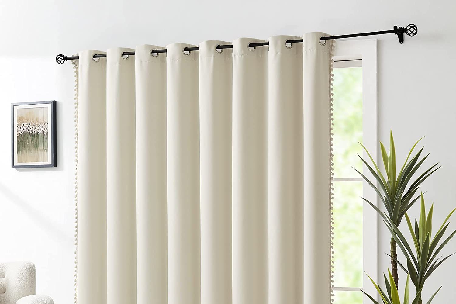 The Best Window Treatment for Sliding Doors Options: Treatmentex Pom Pom Blackout Curtains