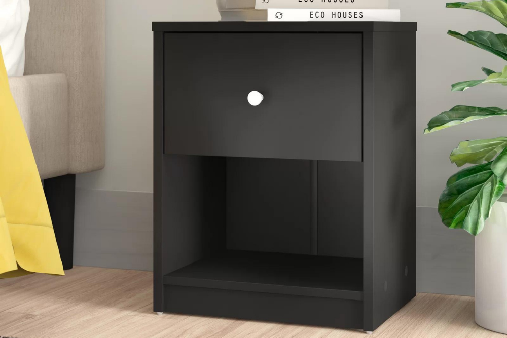 New Year Sale Option: Zipcode Design Black Guilford 1 Drawer Nightstand