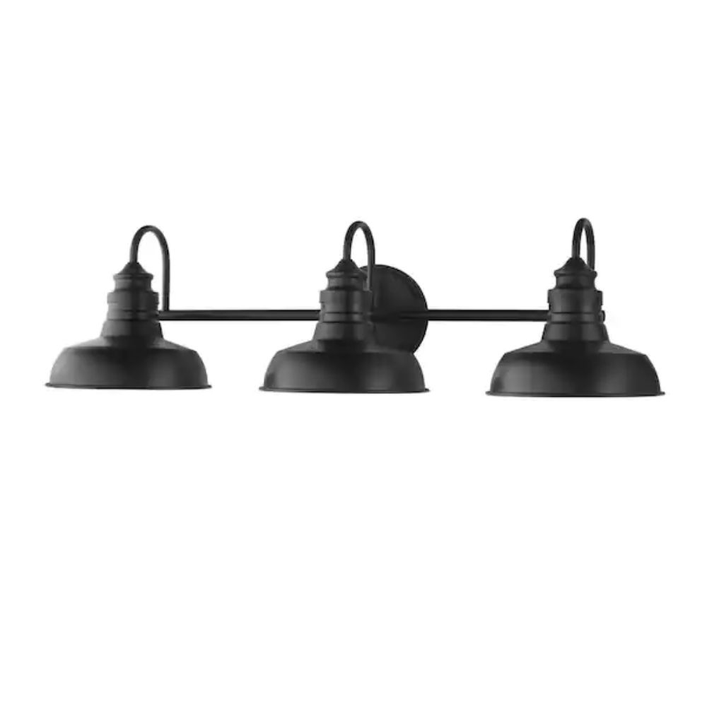 The Best Bathroom Light Fixtures: Hampton Bay Elmcroft Indoor Vanity with Metal Shades