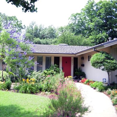 landscaped front walkway