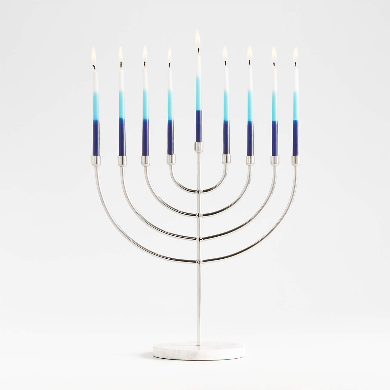 Crate and Barrel Hanukkah Decorationsmetal-and-white-marble-menorah