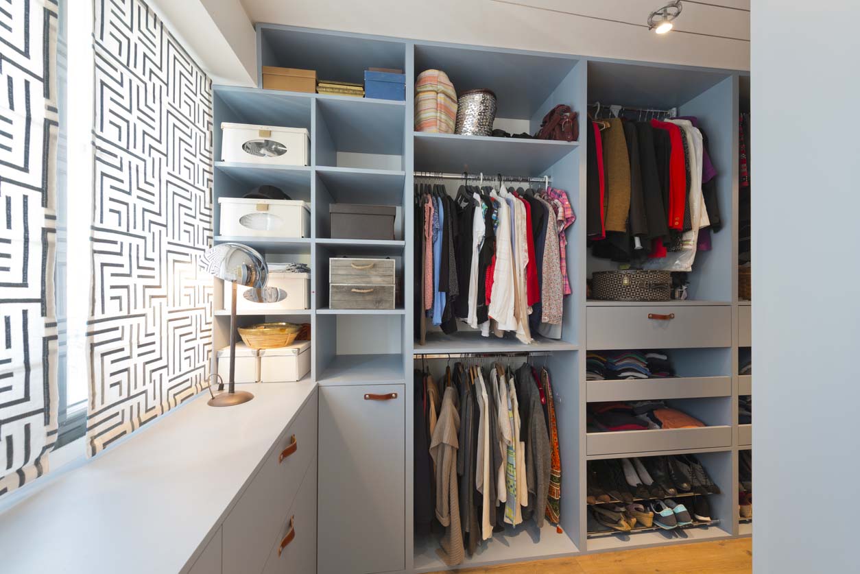 A view of a full custom closet. 