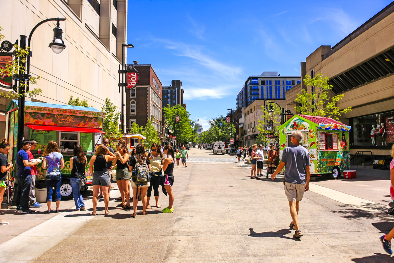 states with highest property tax madison wisconsin summer people gathering around food stalls downtown