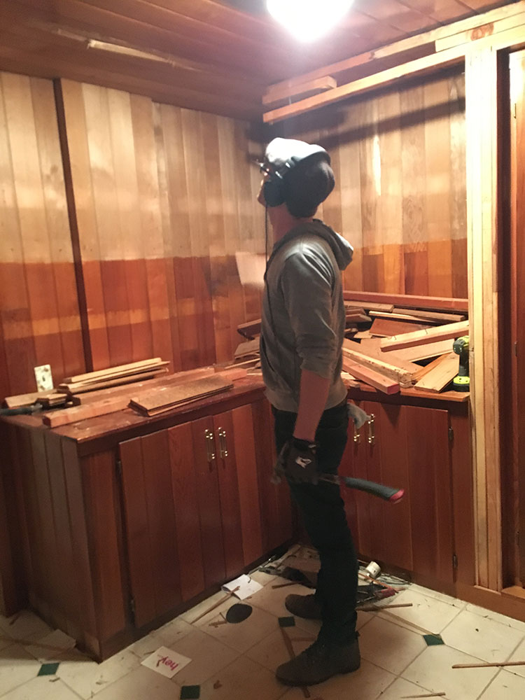 mudroom makeover demolition