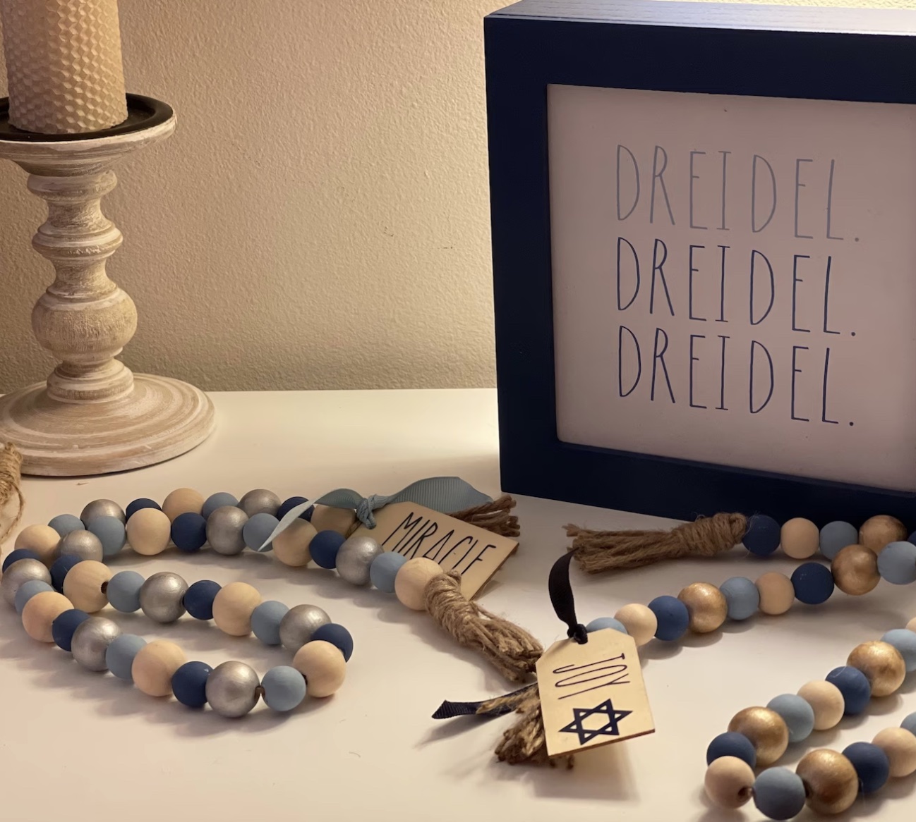 Etsy Hanukkah Decorrations Wooden Bead Garland