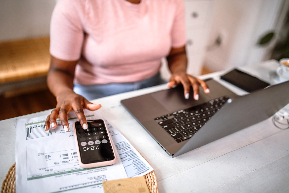 Person using calculator