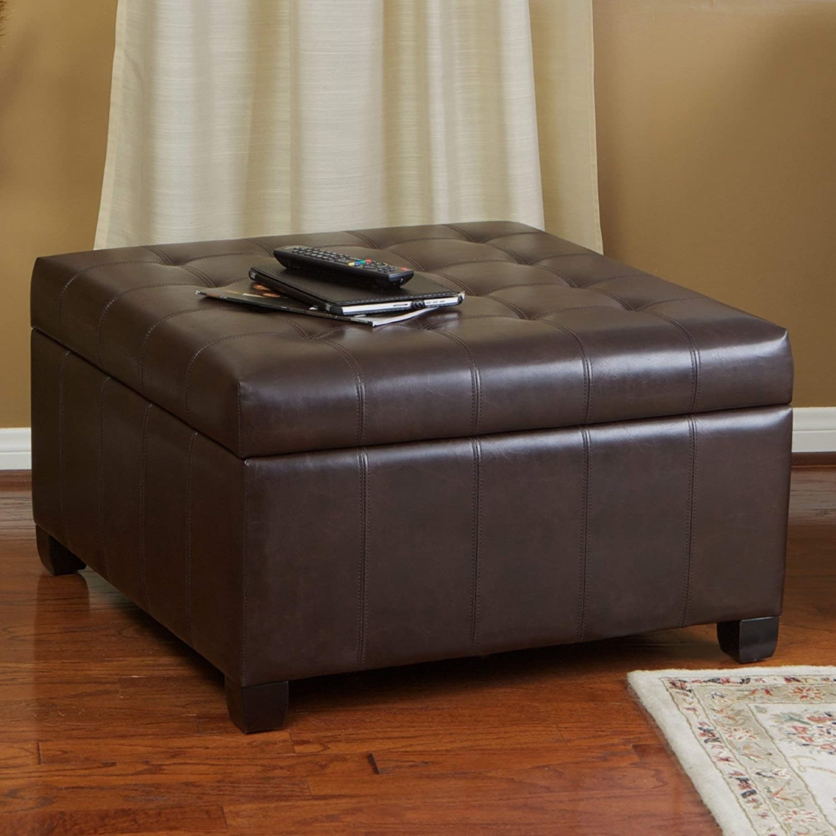 apartment decor ideas - brown ottoman