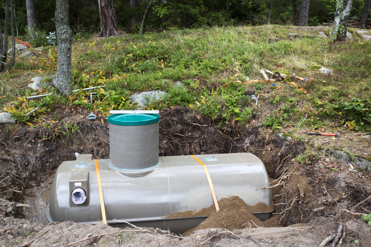 New septic tank being installed