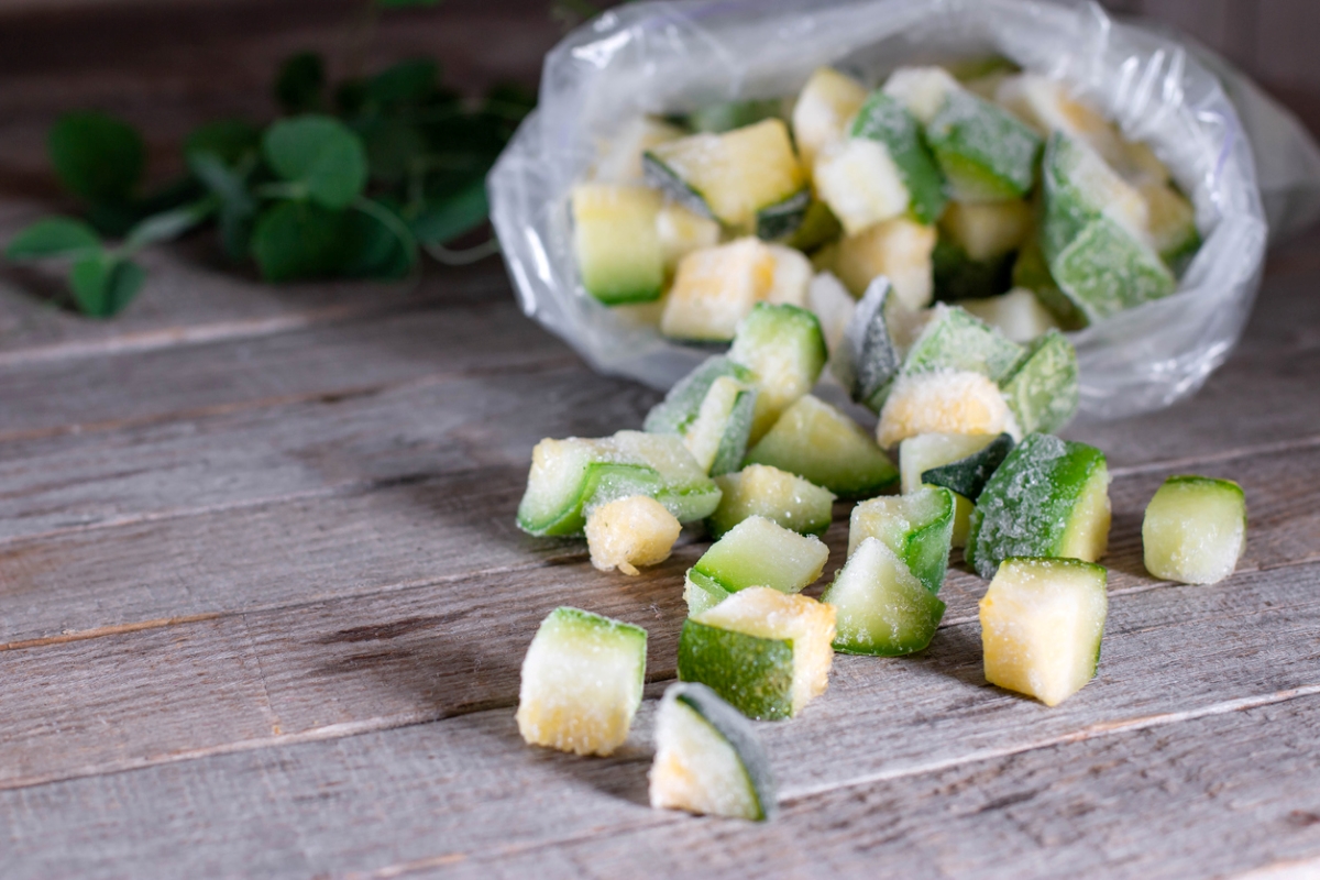 Frozen zucchini pieces