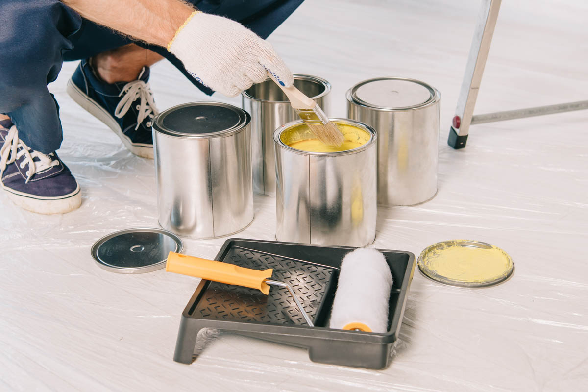 Paintbrush and Roller for Painting Kitchen Cabinets