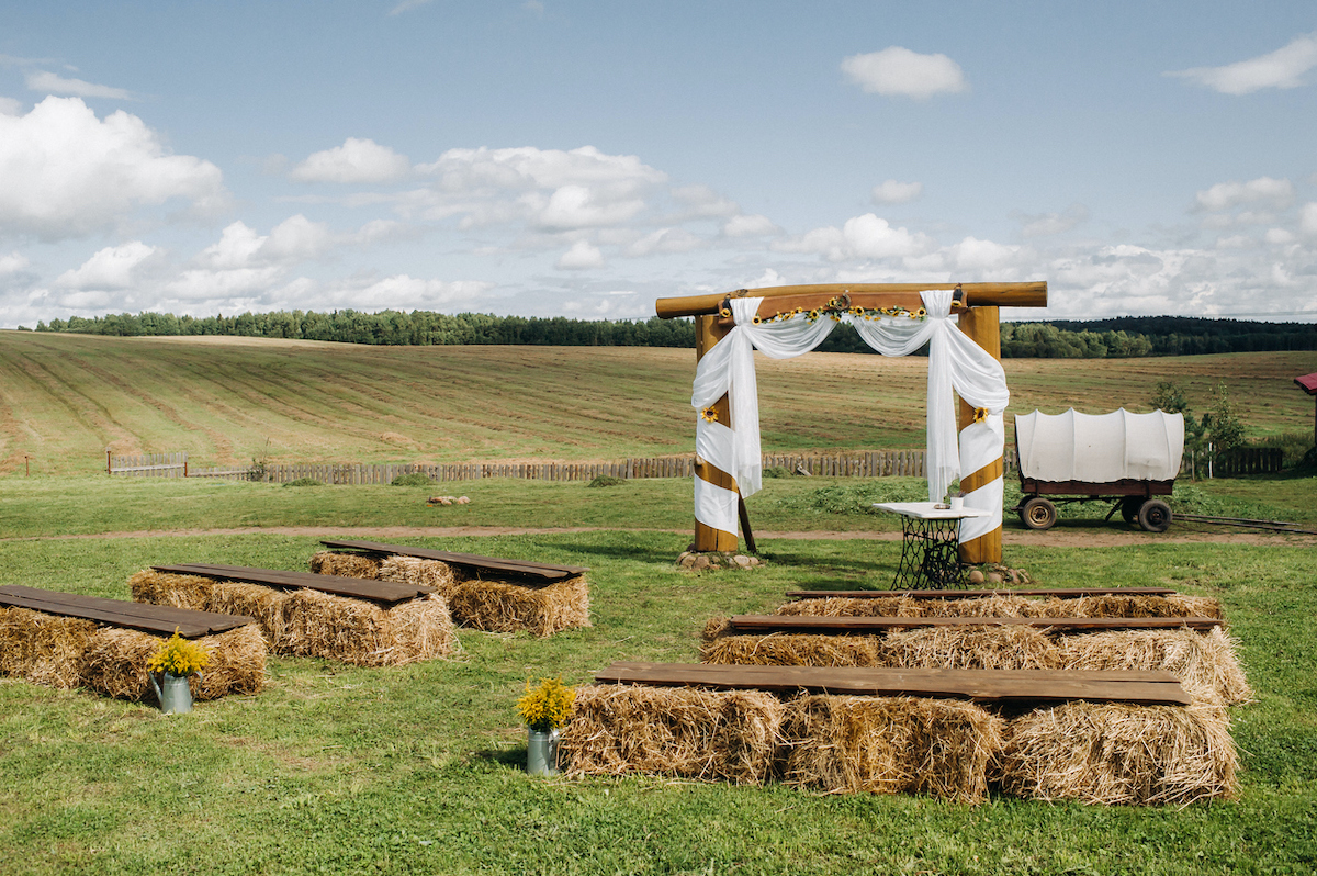 straw bale wedding seating