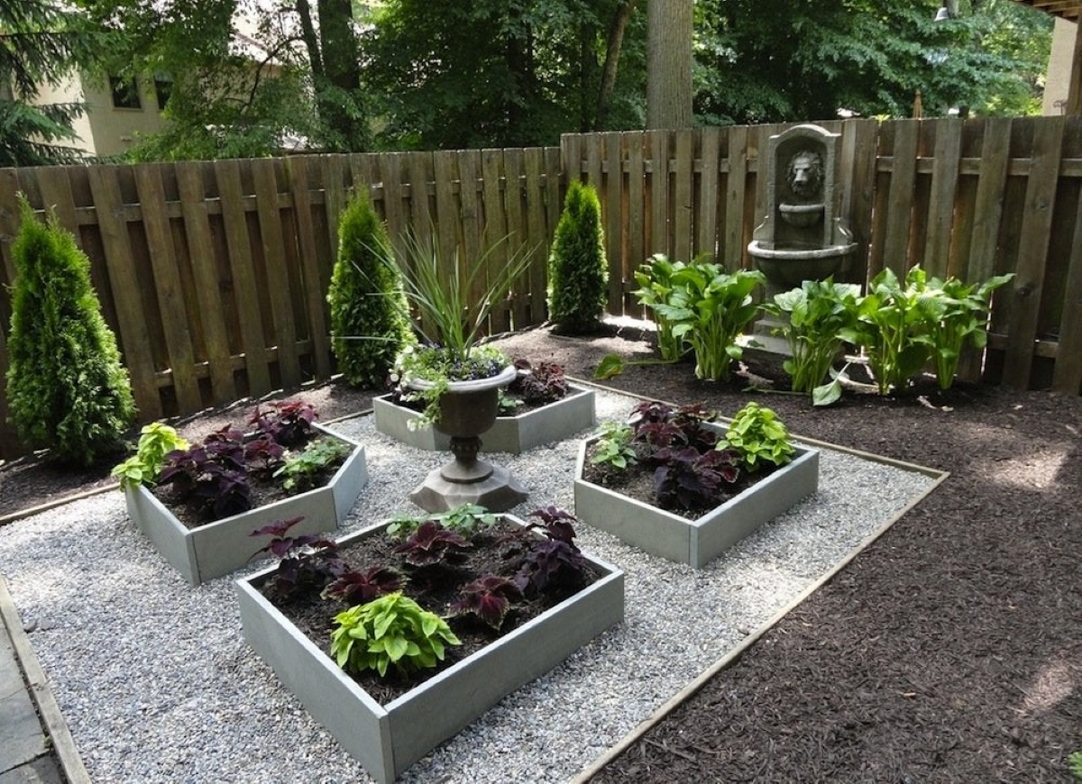 Raised beds in garden