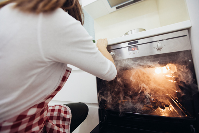 holiday cooking oven on fire