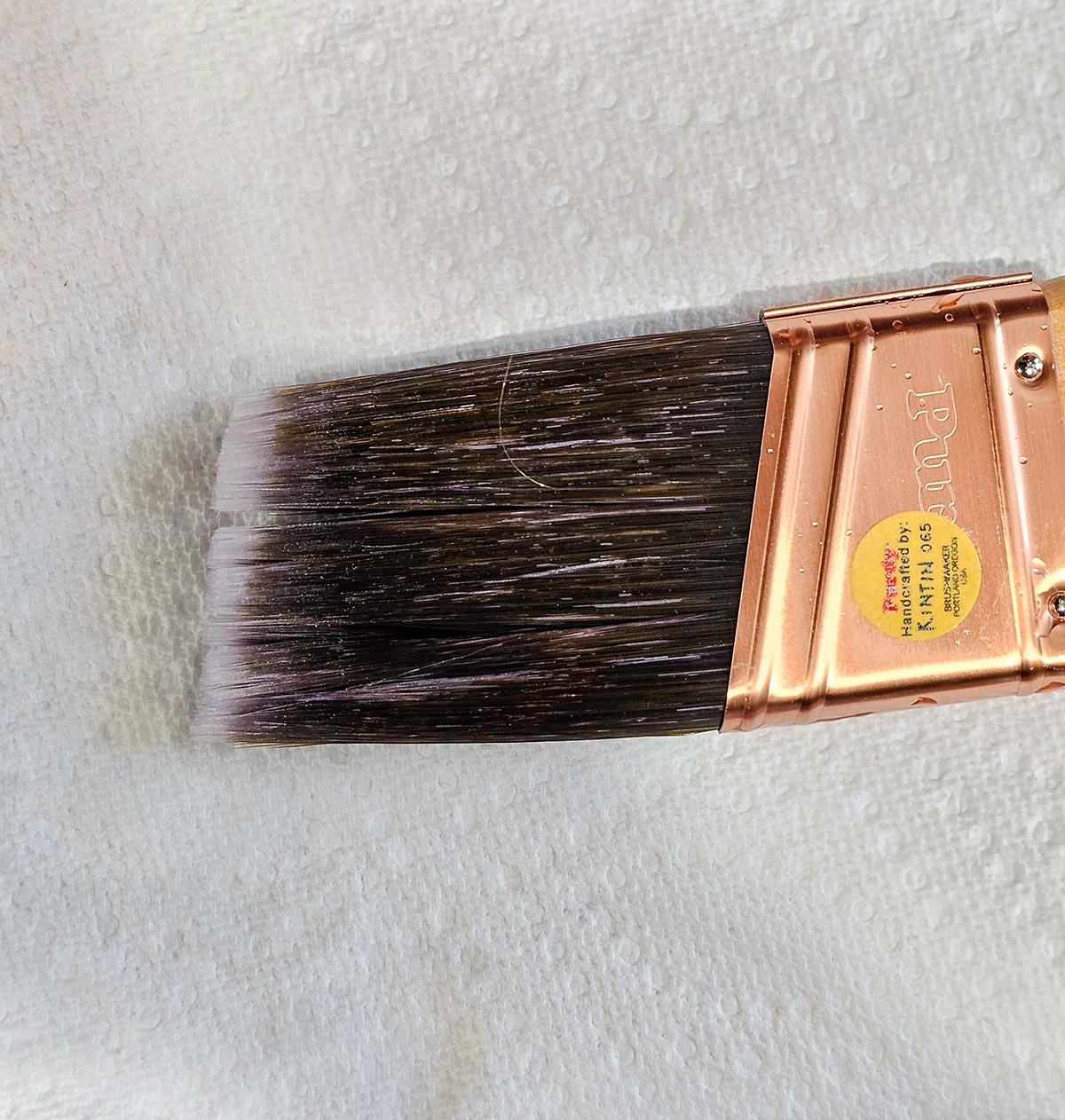 The angled bristles of the Purdy 2-inch XL Glide Paint Brush.