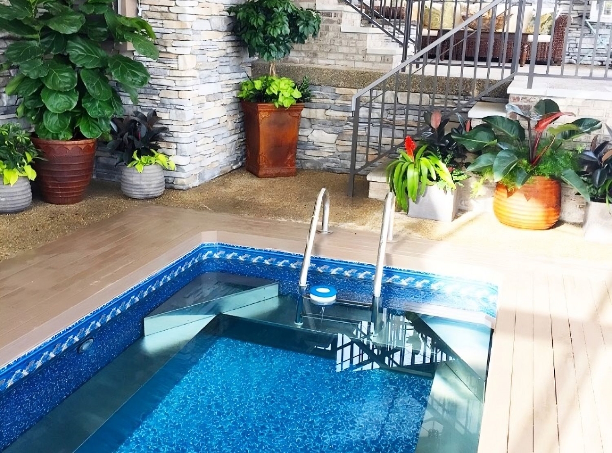 Pool in backyard patio.