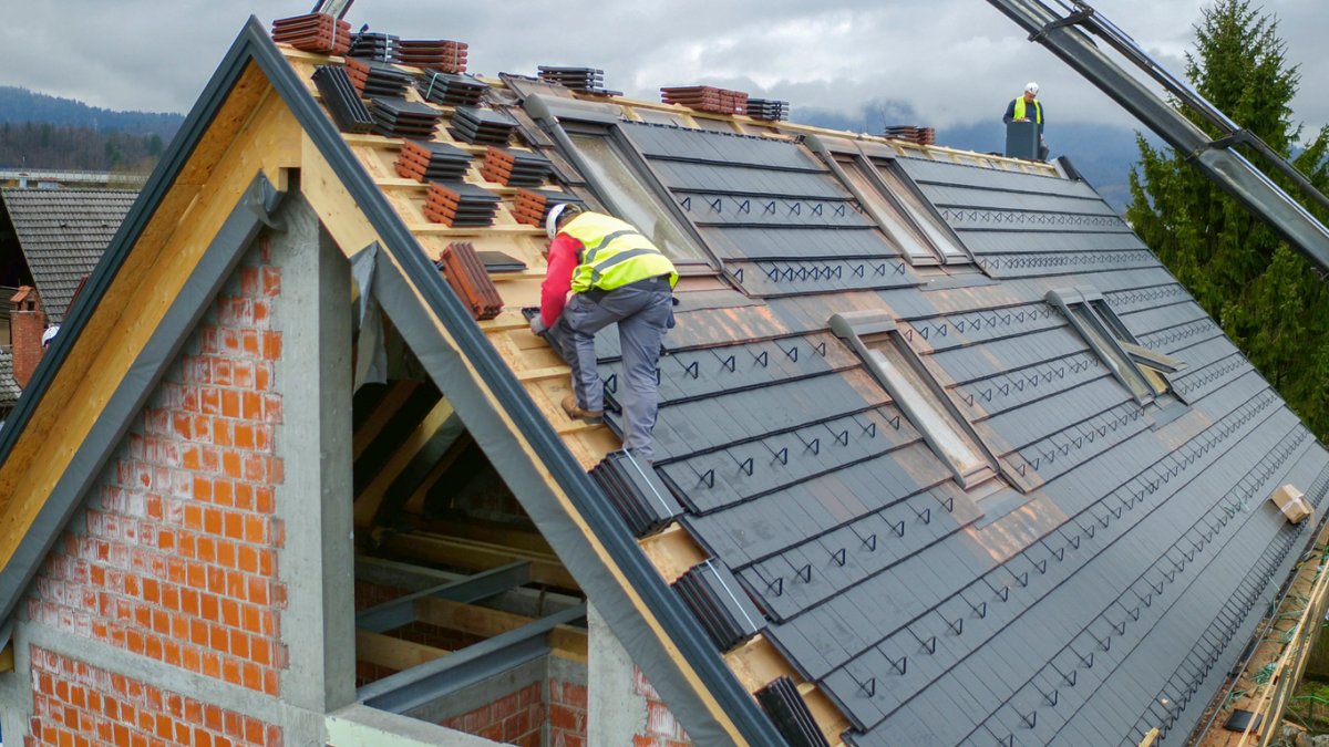 A new roof is being installed. 