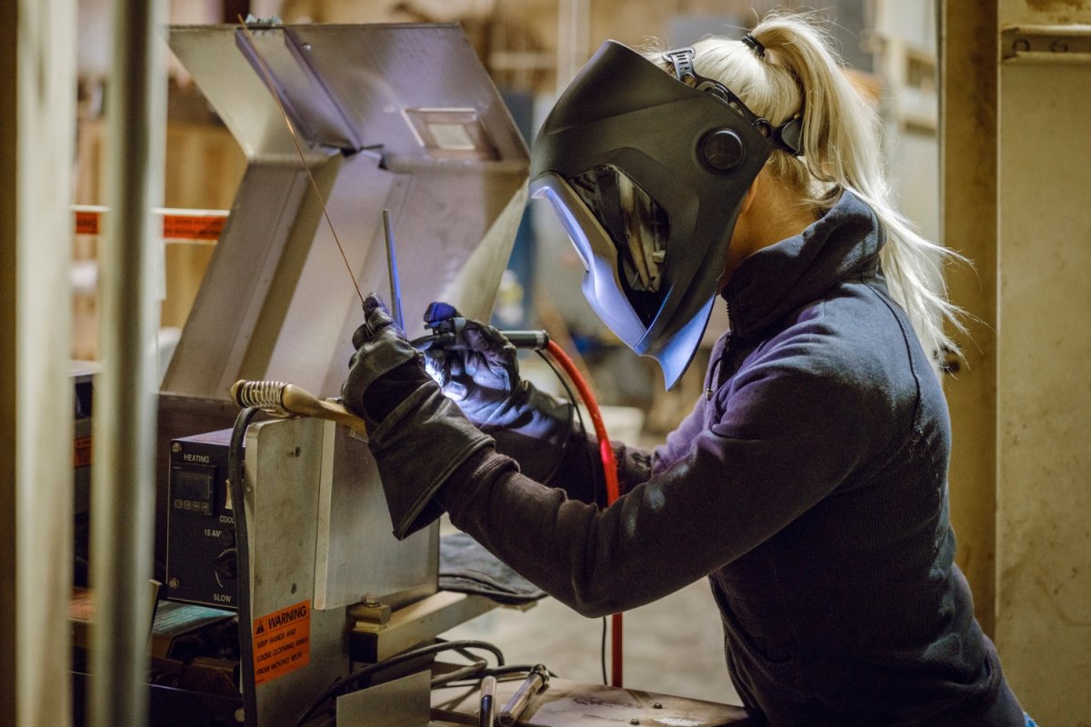 A welder at work.