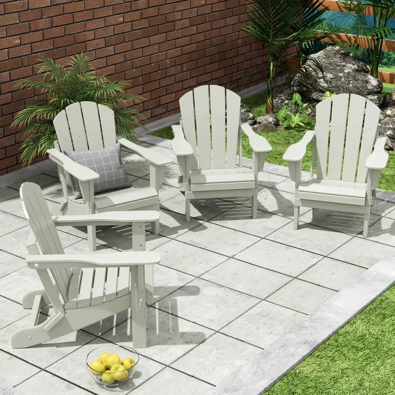 Elland HDPE Folding Set of 4 Adirondack Chairs at Wayfair for $560