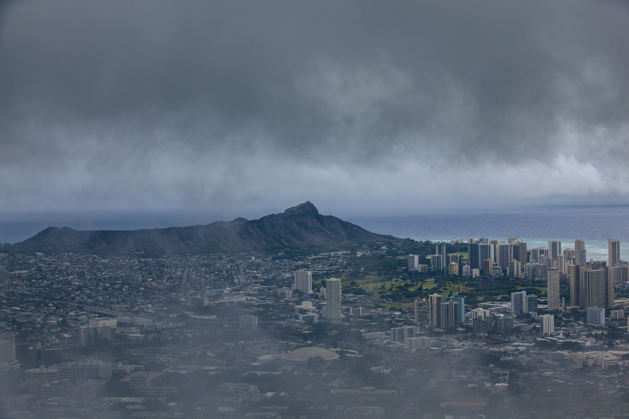 diamond head crater under cloudscape