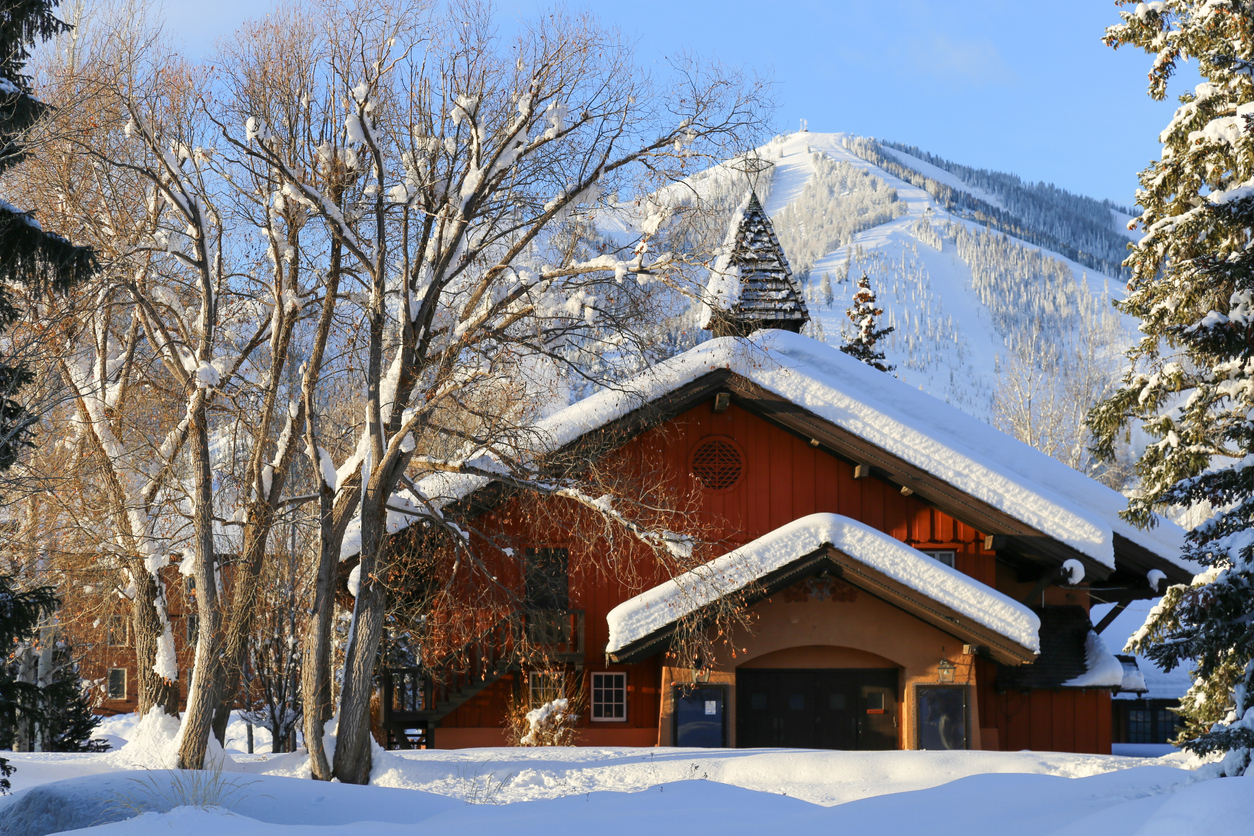 Snow covered Sun Valley, Idaho in winter