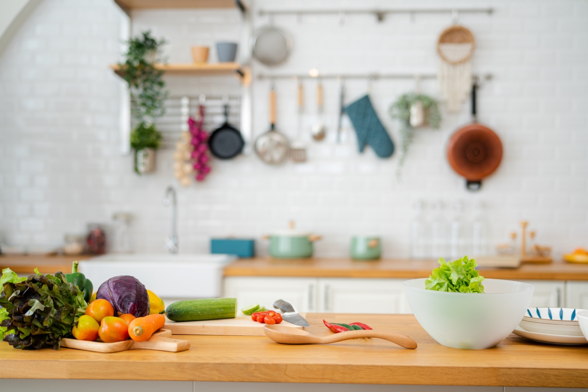 dirty kitchen - kitchen counter with food prep