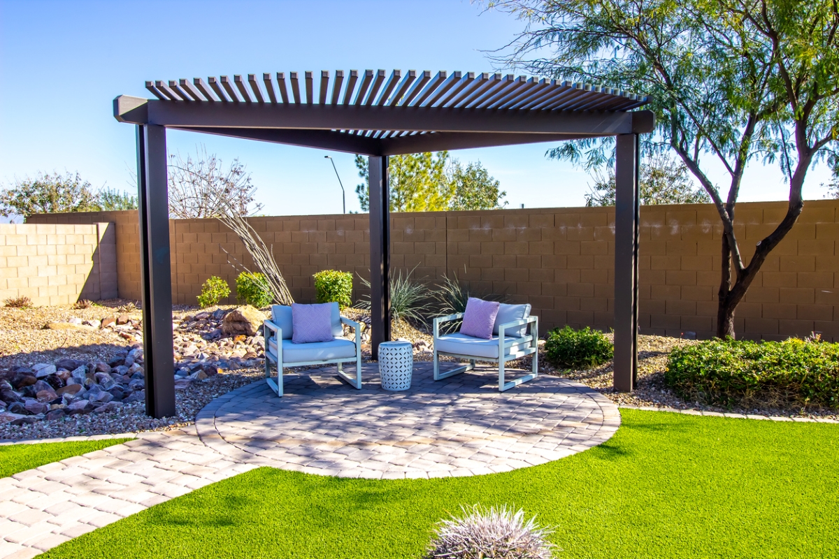 Backyard area with pergola