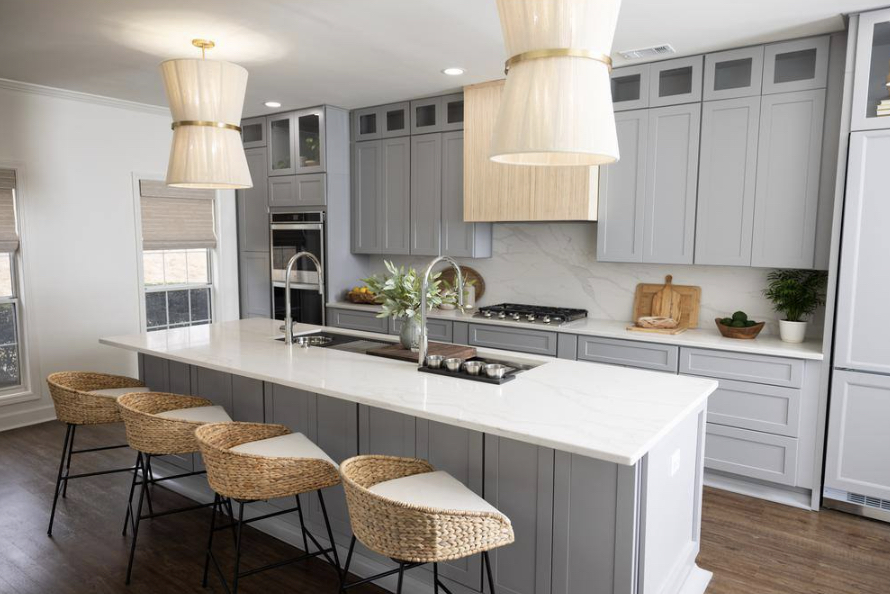 Glass Front Cabinets in kitchen