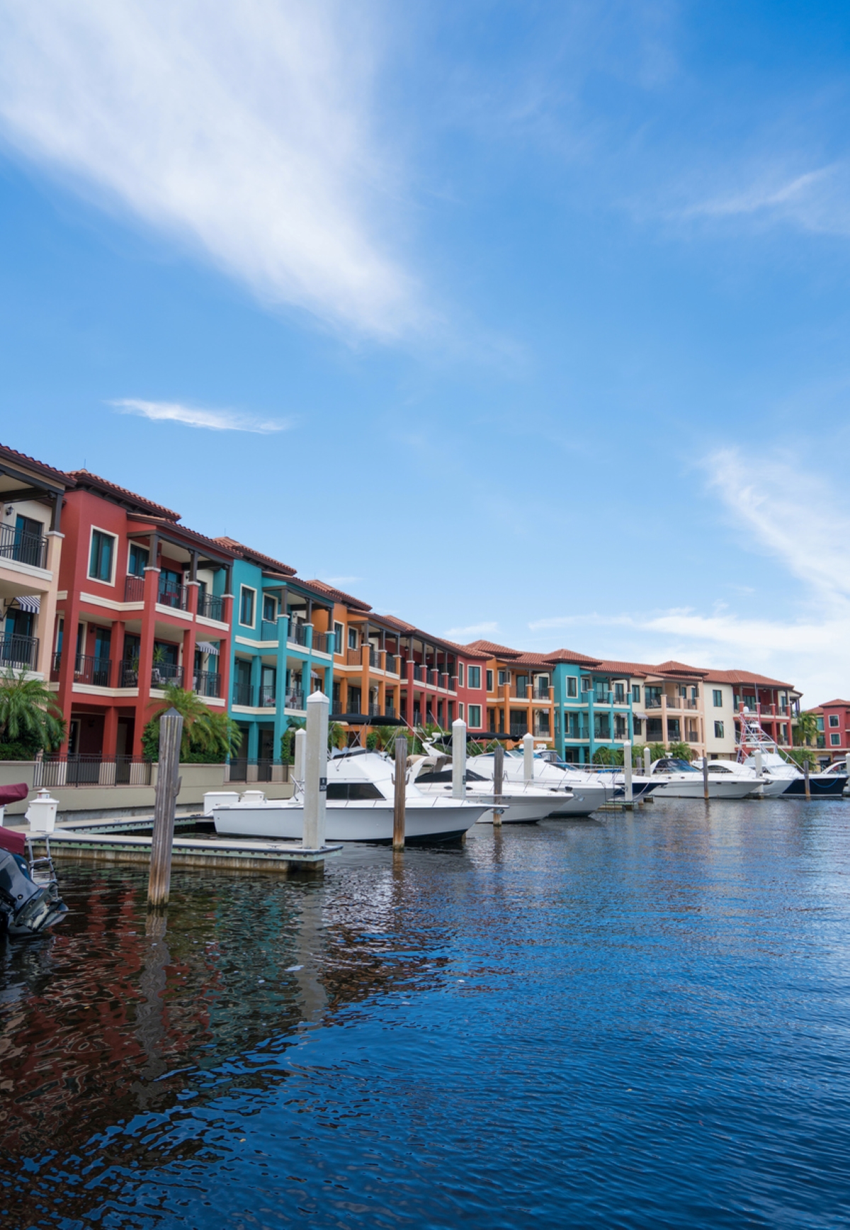 Colorful buildings near marina