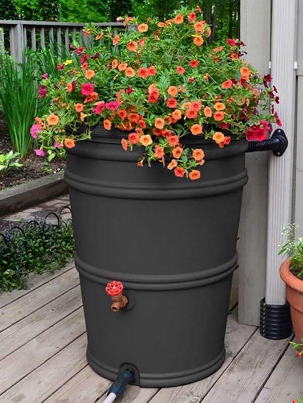 Rain Barrels Picks matte black rain barrel