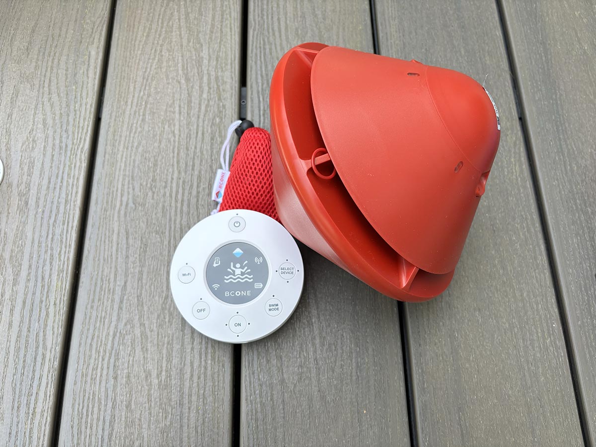 The Lifebuoy BCone System on a pool deck before testing.