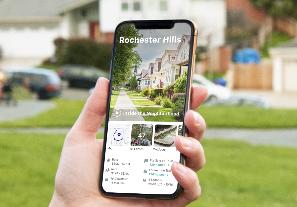 Neighborhood information viewed on mobile phone.