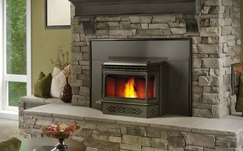 Pellet stove fireplace insert from Napoleon.