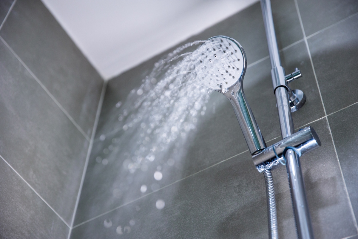 Water coming from showerhead