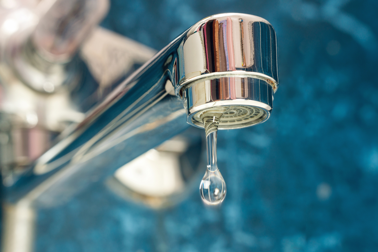 close view of chrome fixture of faucet