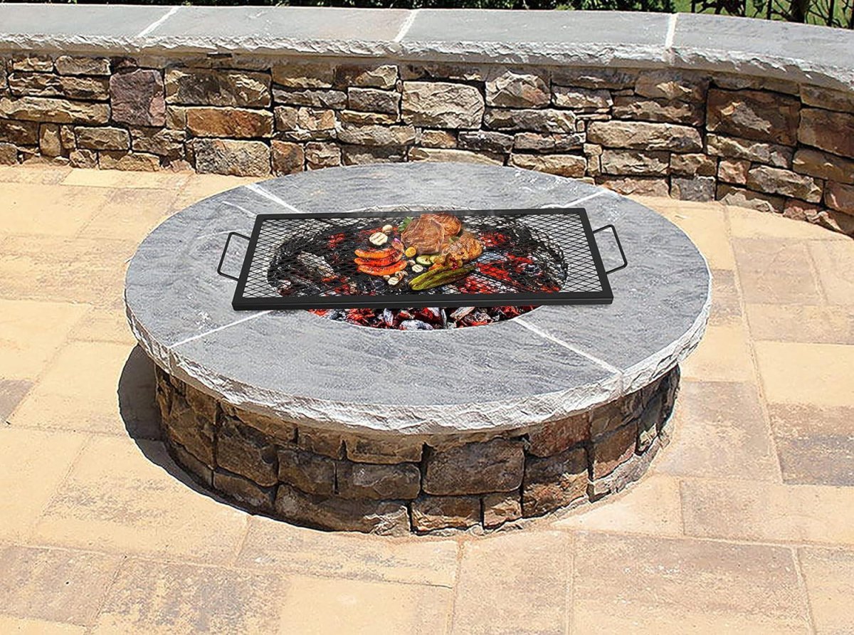 Turn Your Fire Pit Into a Griddle With These Hot Accessories Rectangle X-Marks Fire Pit Cooking Grate