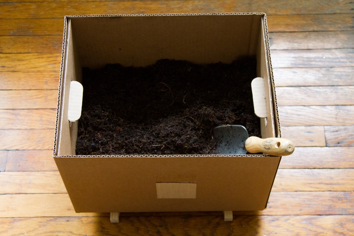 DIY cardboard compost bin.