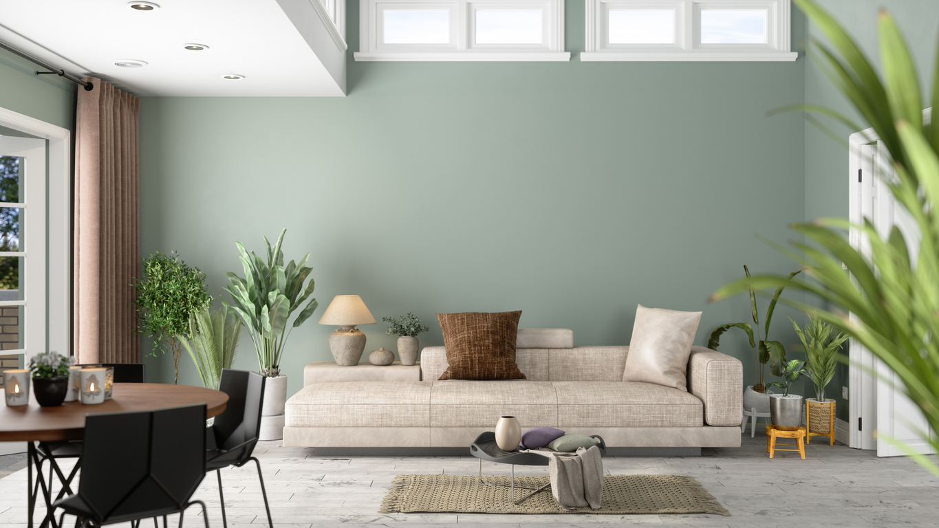 Basement with Green Walls