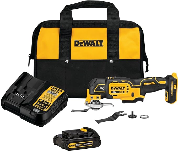 DeWalt oscillating tool kit on white background