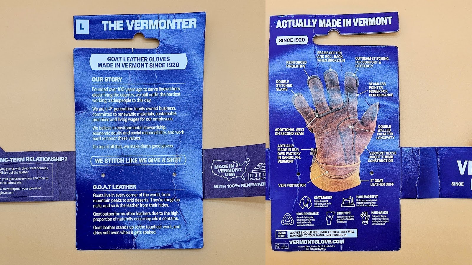 Vermont work gloves blue packages